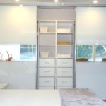 White Glass Mirror Strip Wardrobe